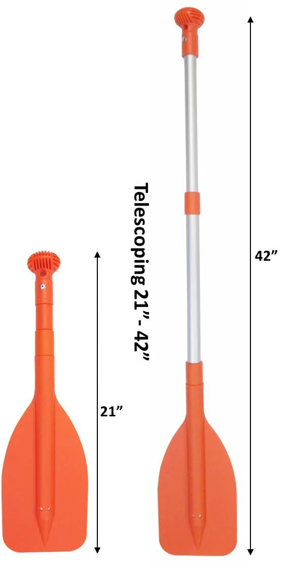 Mini Telescopic Emergency Boat Kayak Paddle Set of 2 Orange S4600