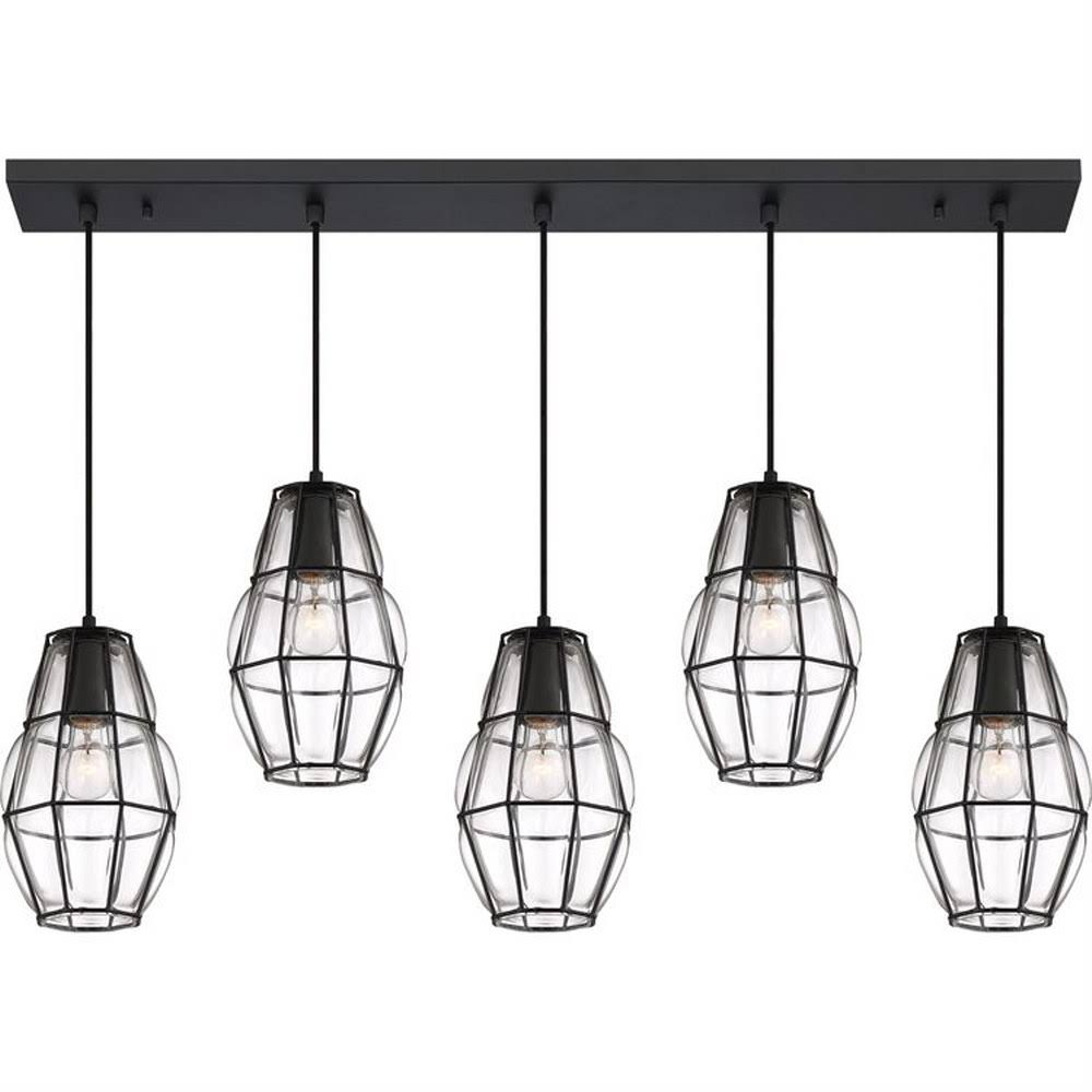 5 Light Island Black Finish with Clear Glass L424829