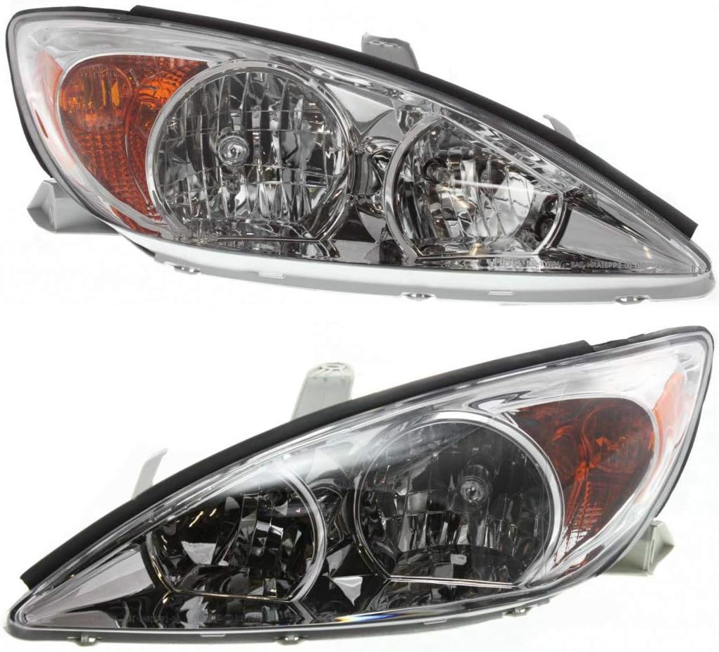 Headlight Assembly for 2002 2003 2004 Toyota Camry Driver and Passenger Side with Bulbs P9825