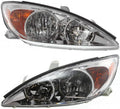 Headlight Assembly for 2002 2003 2004 Toyota Camry Driver and Passenger Side with Bulbs P9825