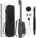 Carbon Fiber Acoustic-Electric Guitar with 50W Wireless Speaker, Preamp, Wireless Microphone, Hi-Fi Monitor Earphones, Strap, and Case (Black) O39488