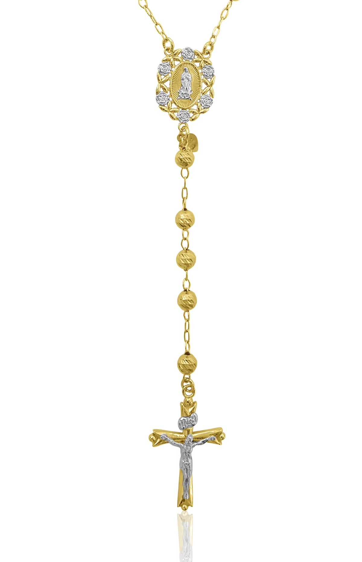 14K Gold Plated Sterling Silver Rosary Necklace 26" X5168