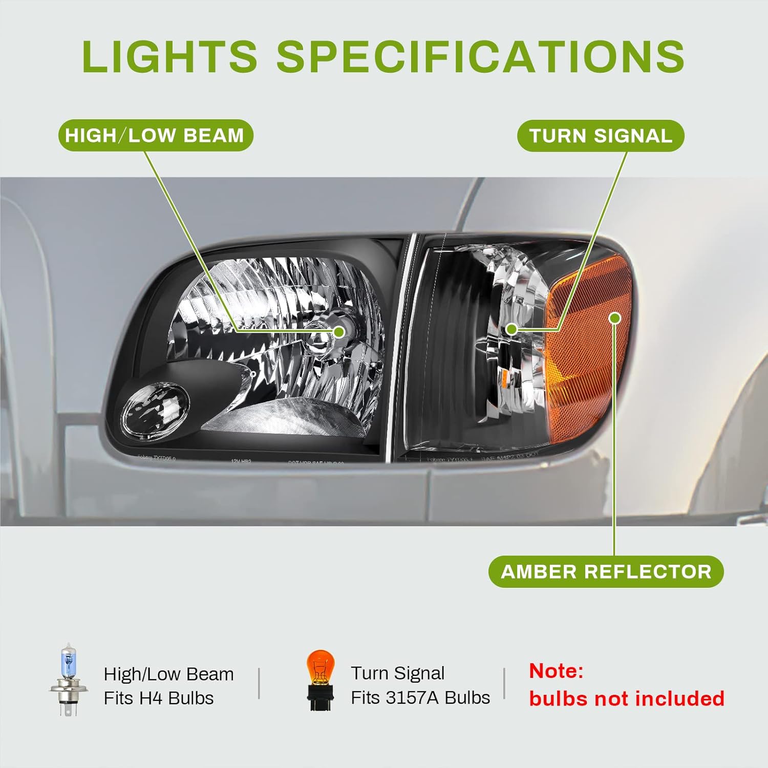 Headlight Assembly Black Housing Clear Lens E682984