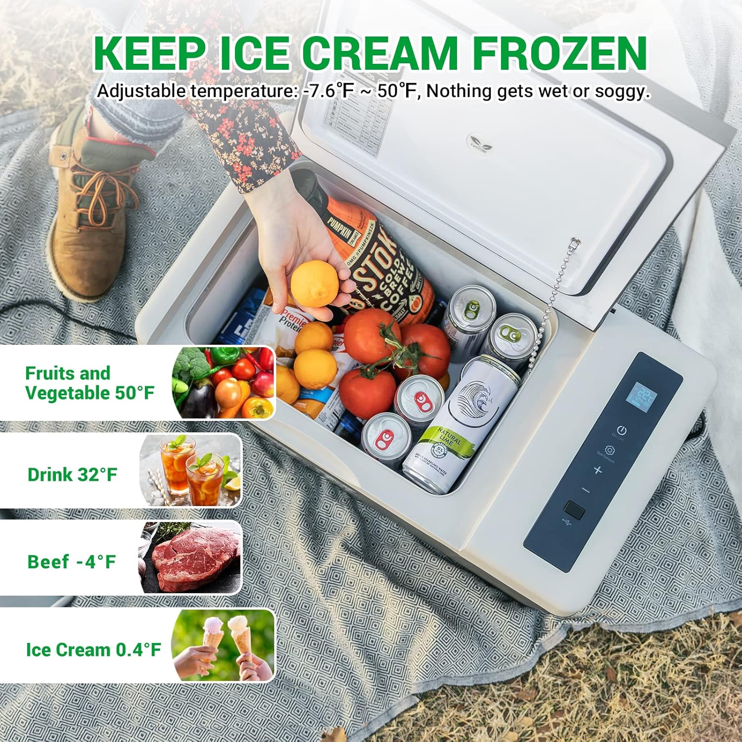 Portable Refrigerator 20 Quart 12 Volt Freezer 18L Car Fridge With Compressor I62559