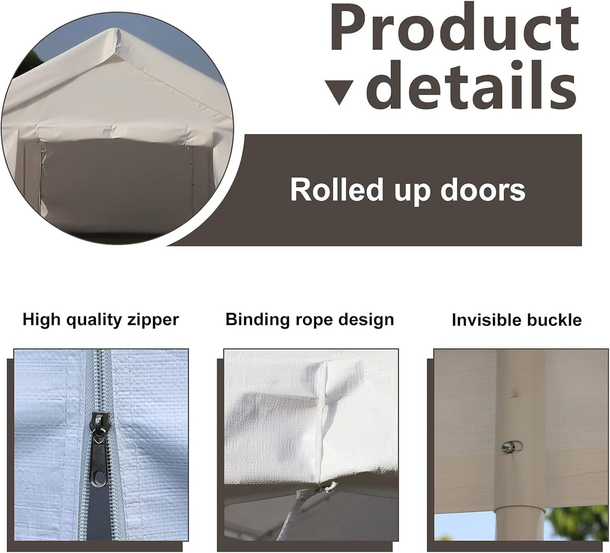 10x20 ft Heavy Duty Carport Car Canopy with Removable Sidewalls and Doors X233