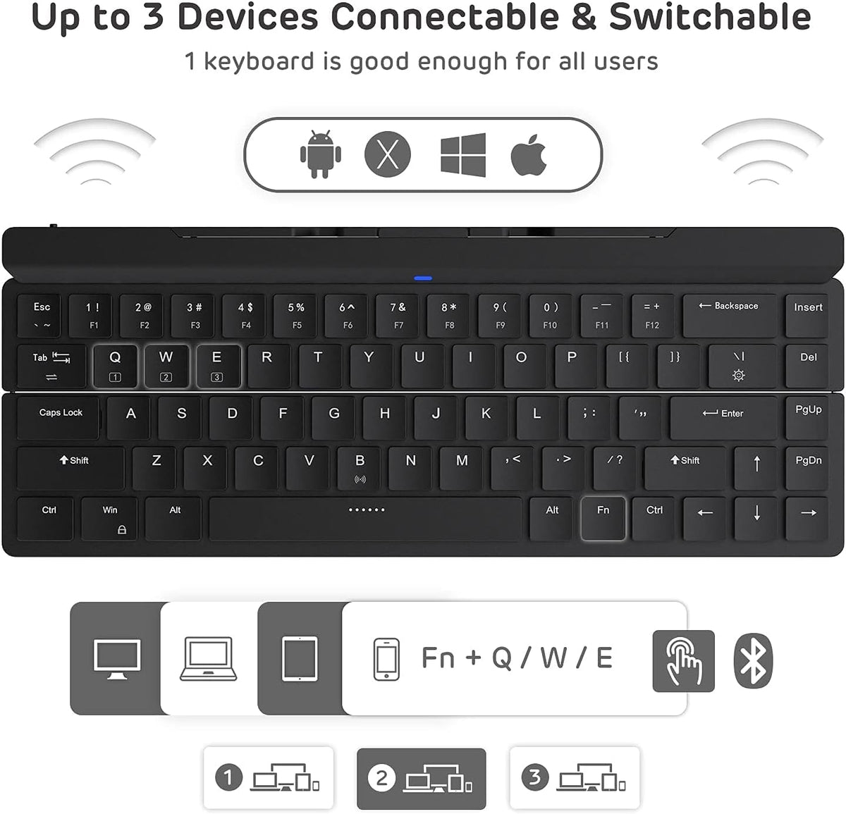 68 Keys 60% Foldable Mechanical Keyboard with Aluminum Body, White Backlit Z154