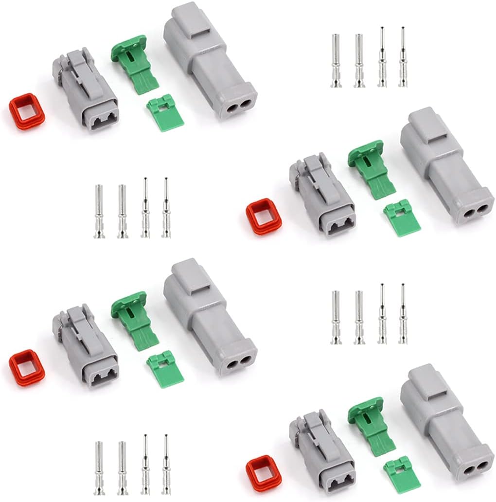 2 Pin DT Connector Kit Waterproof Electrical Connectors Solid Contacts Heavy Duty 16-20 AWG 4Pcs P2326