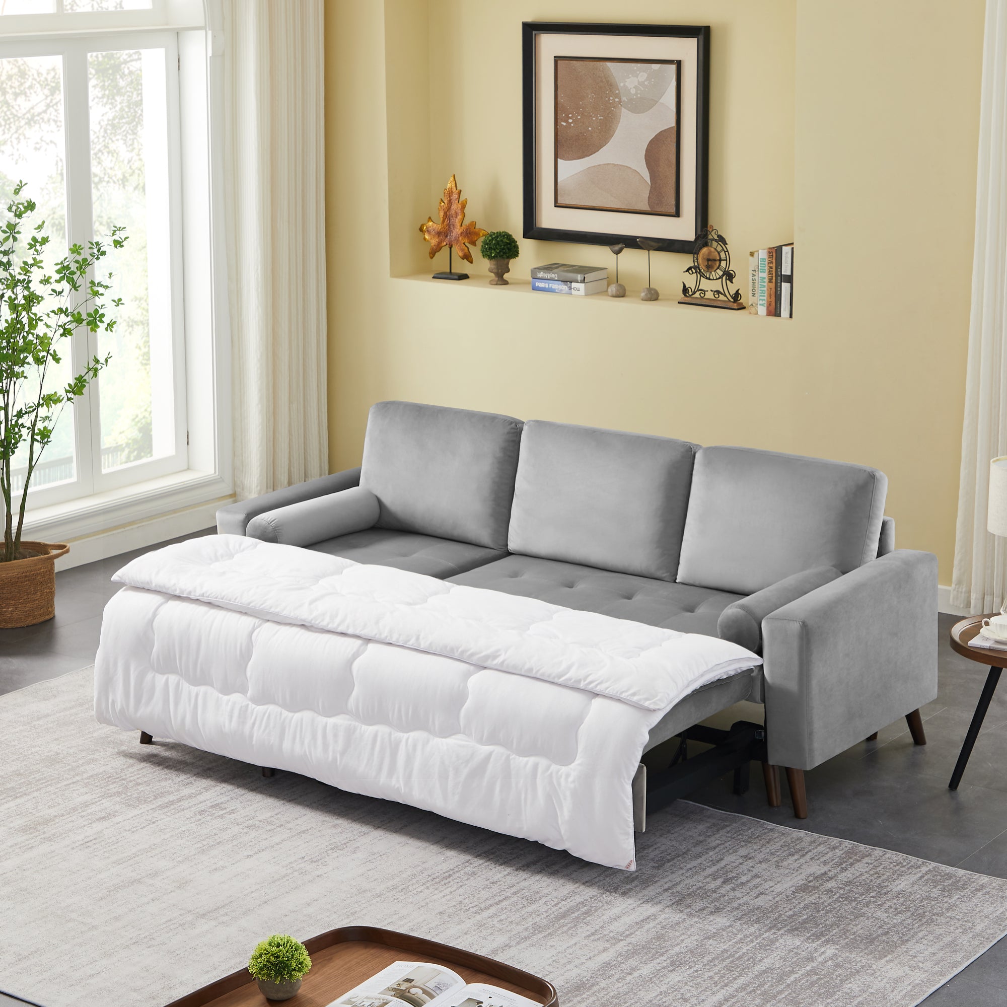 Reversible Pull out Sleeper Sectional Sofa Bed with Storage D63961