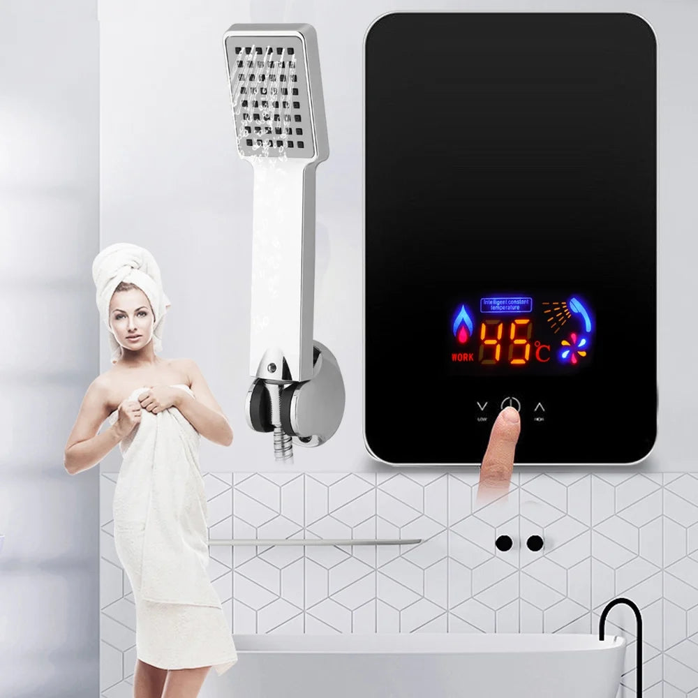 8L 6500W Instant Electric Tankless Hot Water Heater with Shower Kit O6510
