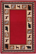 Red 3'6"x5'6" Wildlife Bear Moose Area Rug B74221