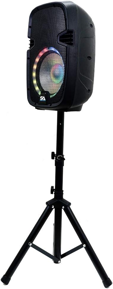 Active 10 Inch DJ Karaoke Party Speaker with Stand, Bluetooth, LED Lights, Microphone, Cable and Remote T46543