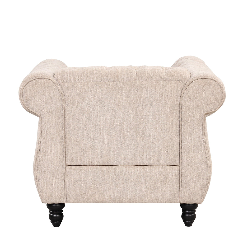 Beige Plush Upholstered Sofa with Solid Wood Legs C70961