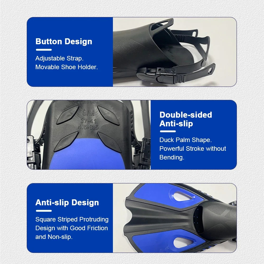 Diving Goggles, Snorkel And Adjustable Fins Z5531