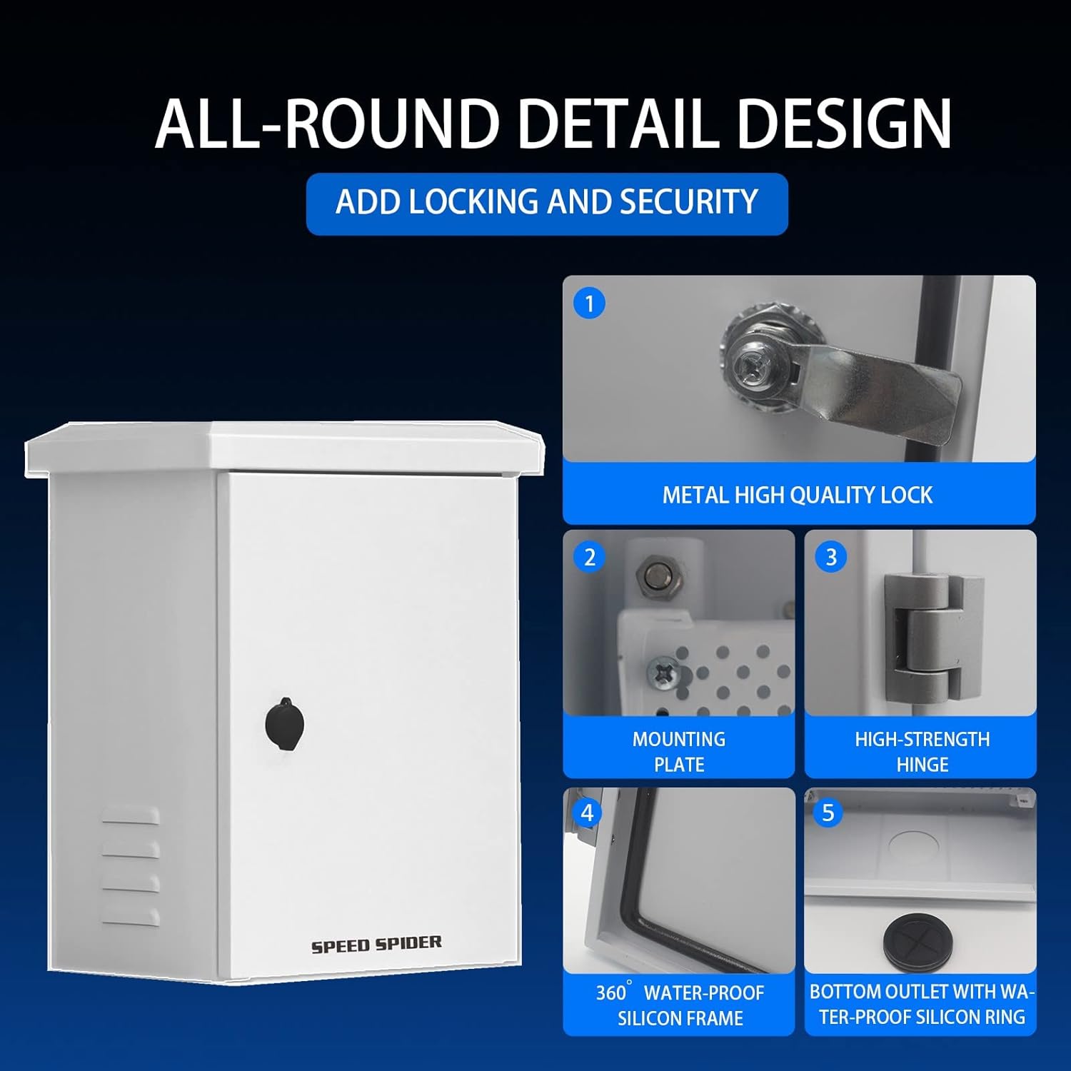 Outdoor Stainless Steel Weatherproof Electrical Box with Mounting Plate W1653