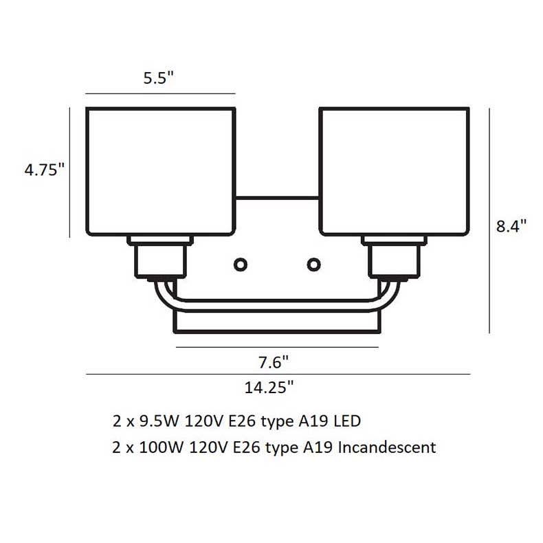 2-Light Wall/Bath Light Brushed Nickel R1379