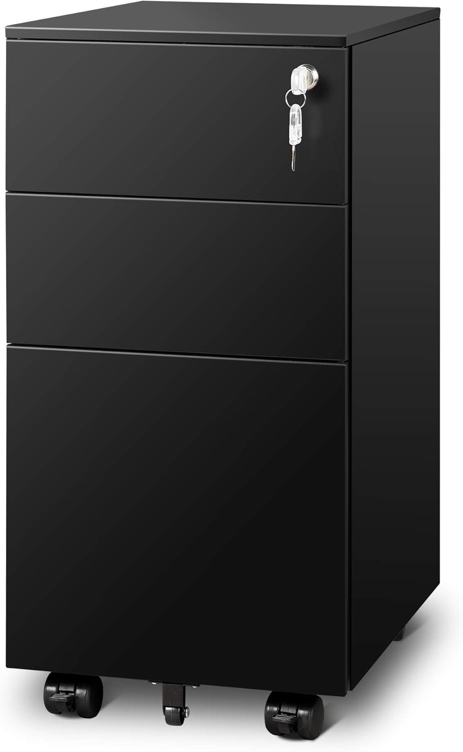 Black 3 Drawer Mobile File Cabinet O595