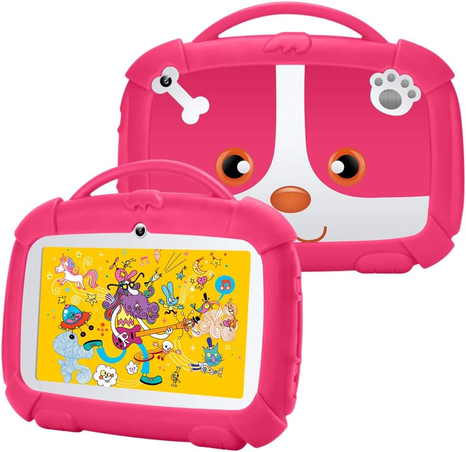 Kids Tablet 7 Inch, Android 9.0, WiFi, IPS HD Display, 1 GB+16GB, Stereo Pink, Pack of 2 X87842