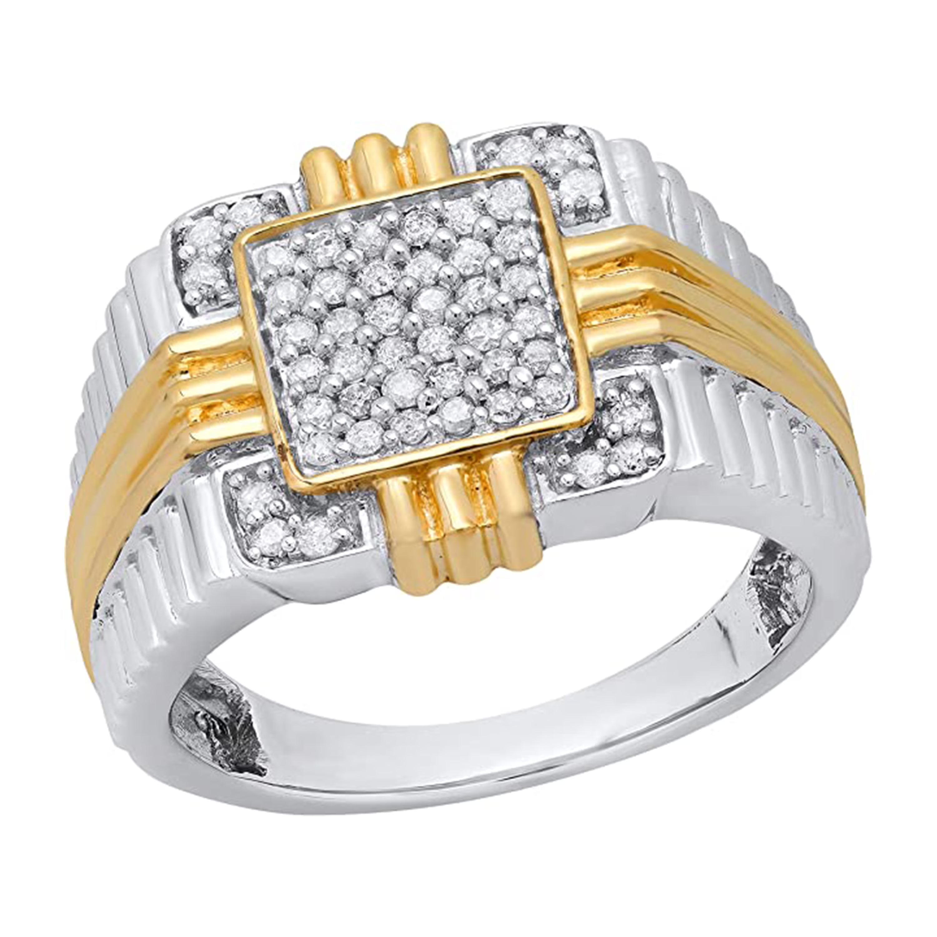 Round White Diamond Wedding Band in Yellow Gold Plated Sterling Silver A50116