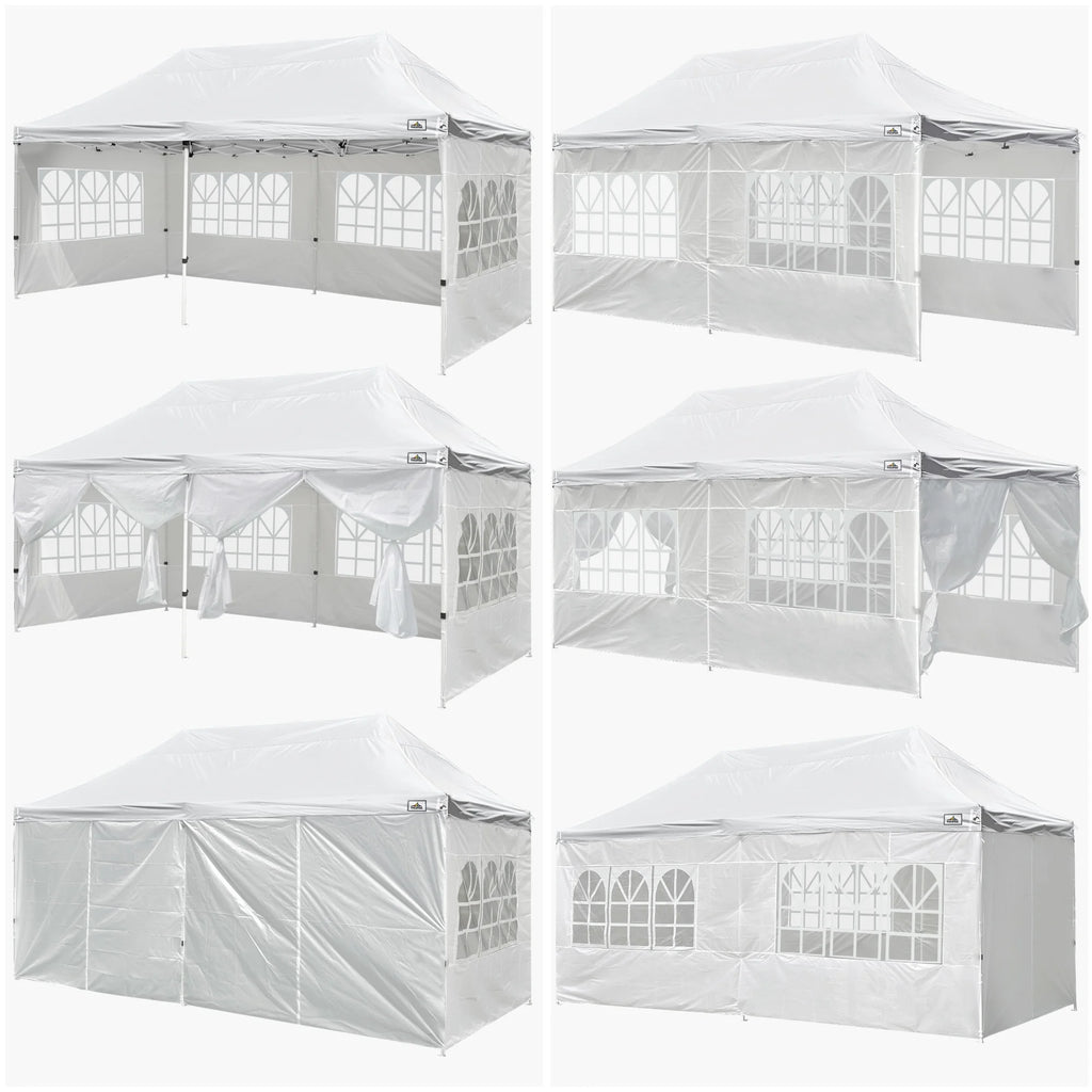 White 10x20ft Pop Up Gazebo with 4 Sidewalls S95136