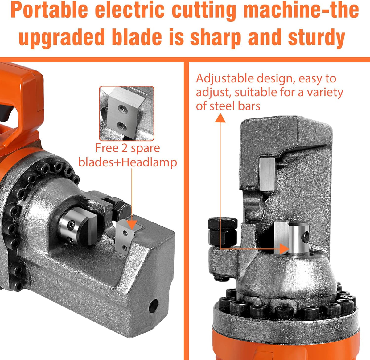 Electric Hydraulic Rebar Cutter, 1350W, Cutting up to 7/8 Inch 4-22mm #7 Rebar, with Replaceable Jaw Blades (AC 110V) N275