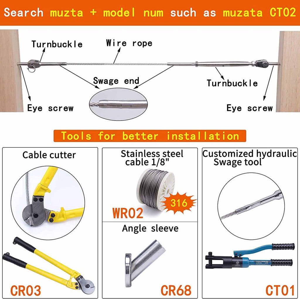 20 Set Stainless Steel Cable Railing Kits X26865