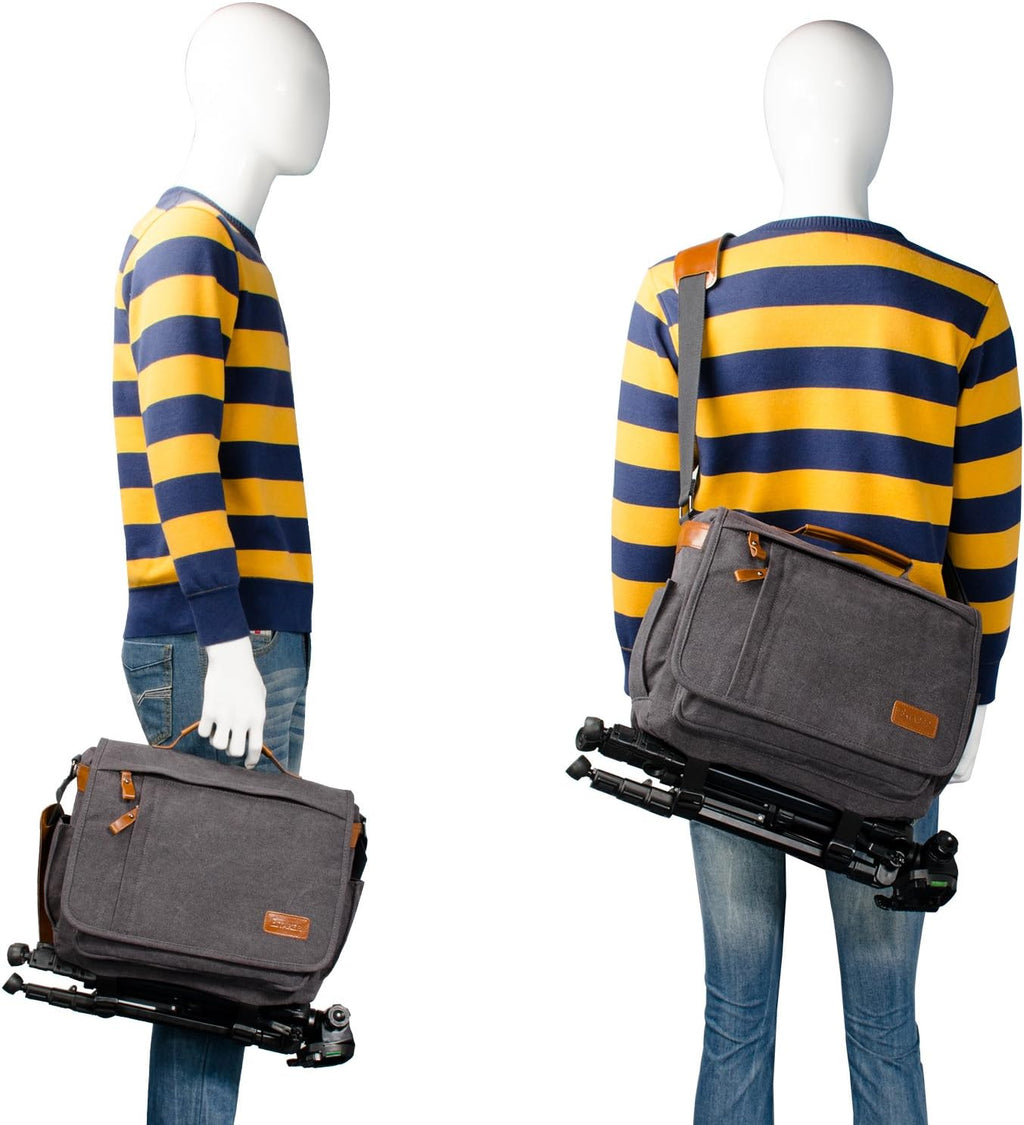 Canvas Messenger Bag with Camera Insert Sleeve L857064