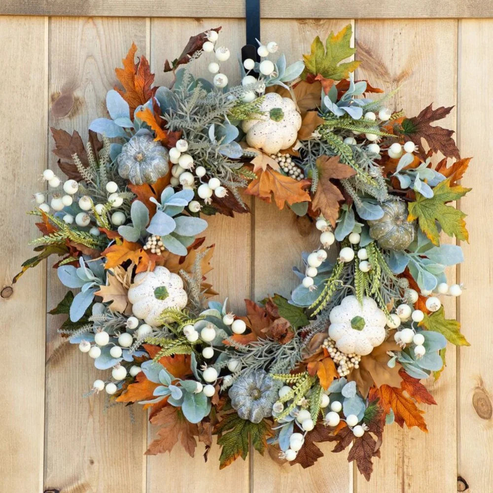 Fall Wreath with Pumpkins Maple Leaves K708524