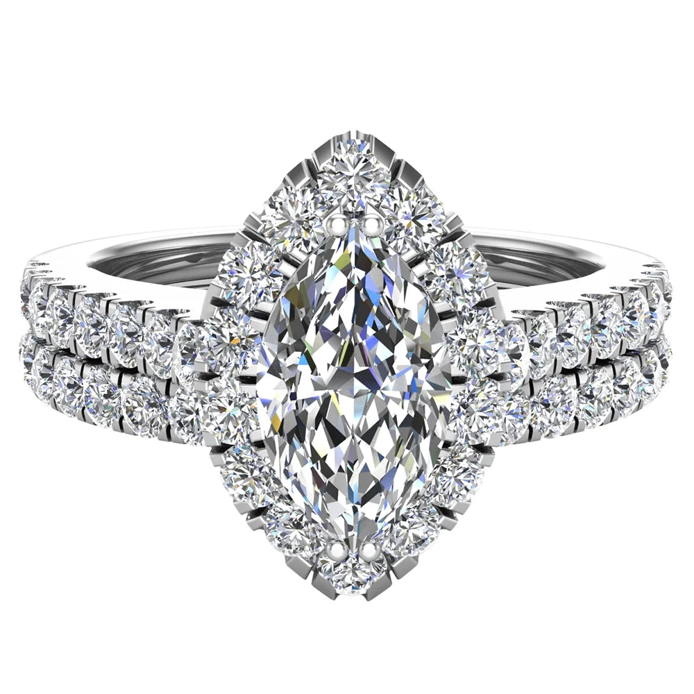14K White Gold Diamond Wedding Ring Set 1.25 CT N213635