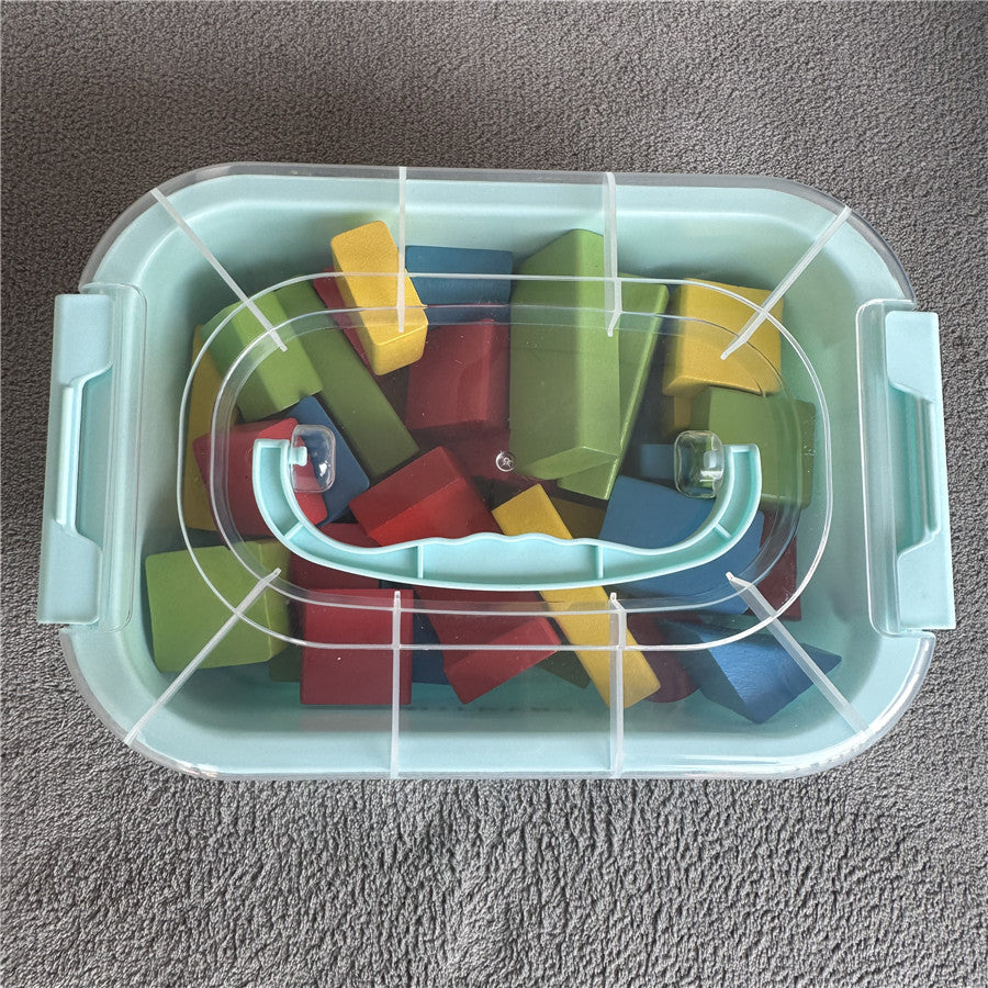 Magnetic Cube Wooden Building Blocks with Storage Box S98538