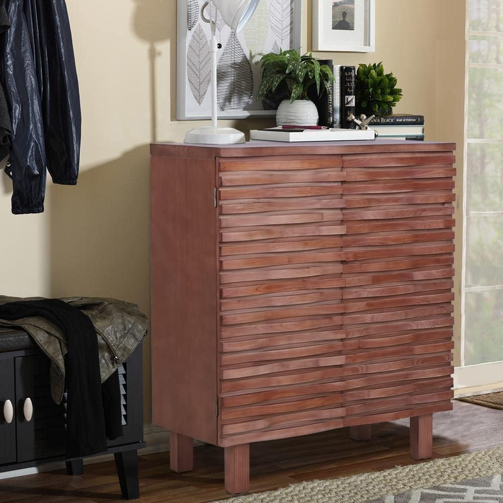 White Distressed Accent Storage Cabinet with 2 Doors G9280