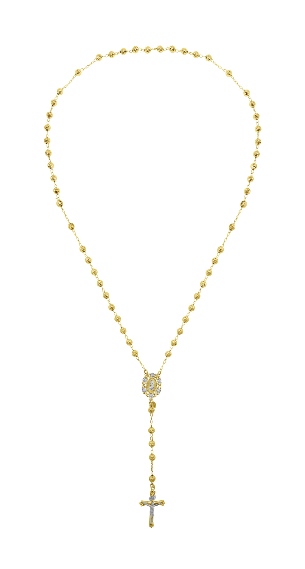 14K Gold Plated Sterling Silver Rosary Necklace 26" X5168