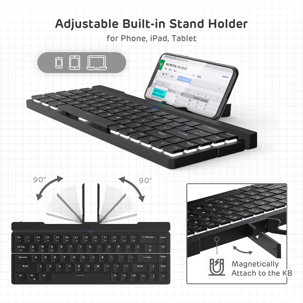 68 Keys 60% Foldable Mechanical Keyboard with Aluminum Body, White Backlit Z154