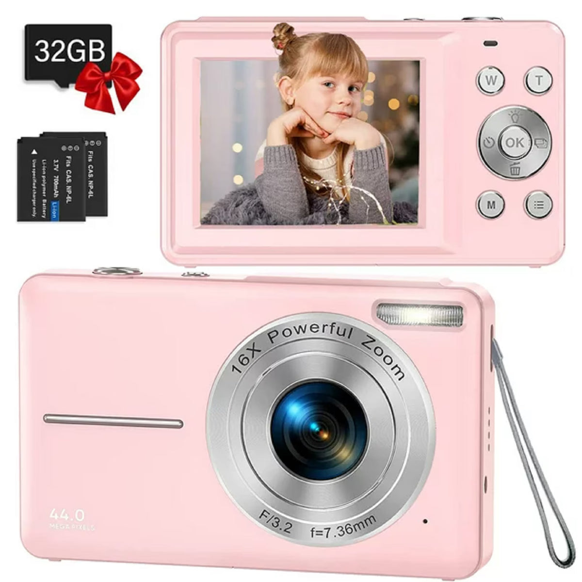 Pink Kids Digital Camera 1080P 44MP 16x Digital Zoom V653819