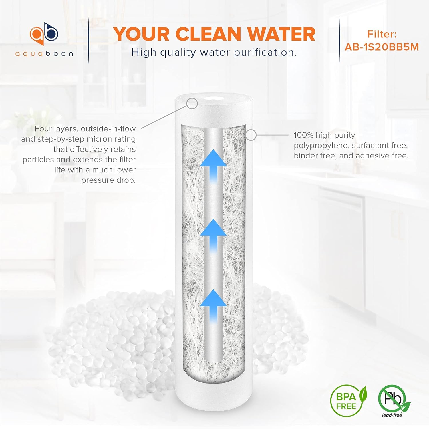 5 Micron 20 Sediment Water Filter Replacement Cartridge, 10 Pack K78043