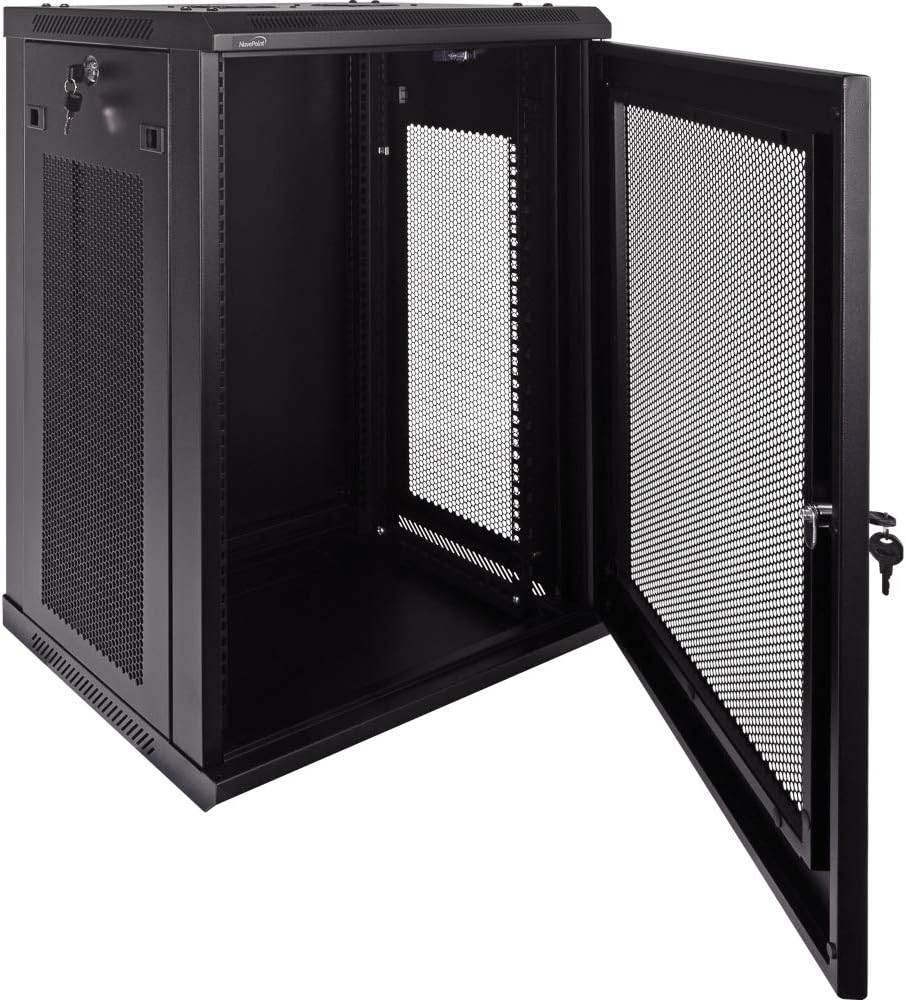 15U Wallmount Cabinet Enclosure 19-Inch Server Network Rack with Locking Perforated Door Black T1688