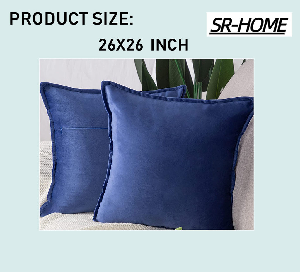 Set of 2 Velvet Decorative Throw Pillow Covers Square with Fringe Cushion Case G521275