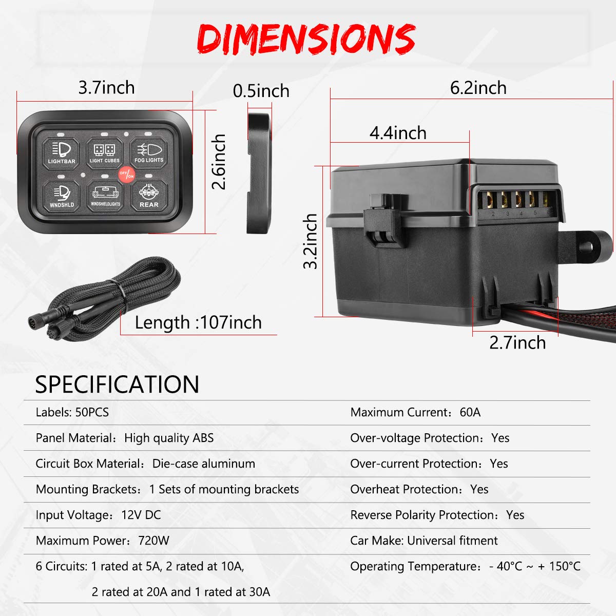 6 Gang Switch Panel Automatic Dimmable Touch Switch Box W12681