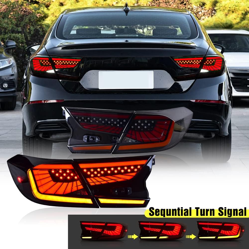 Red Tinted Tail Lights Assembly with Sequential Turning Signal S127