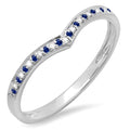 10K White Gold Sapphire Diamond Stackable Ring E89133