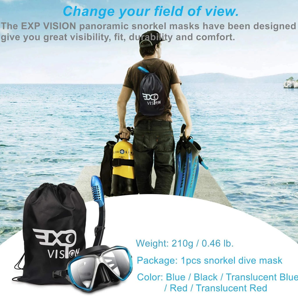 Snorkel Diving Mask with Tempered Anti-Fog Lens and Silicone Skirt Strap V6832