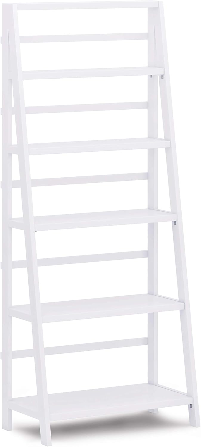 White 5 Shelves Solid Wood Bookcase G516