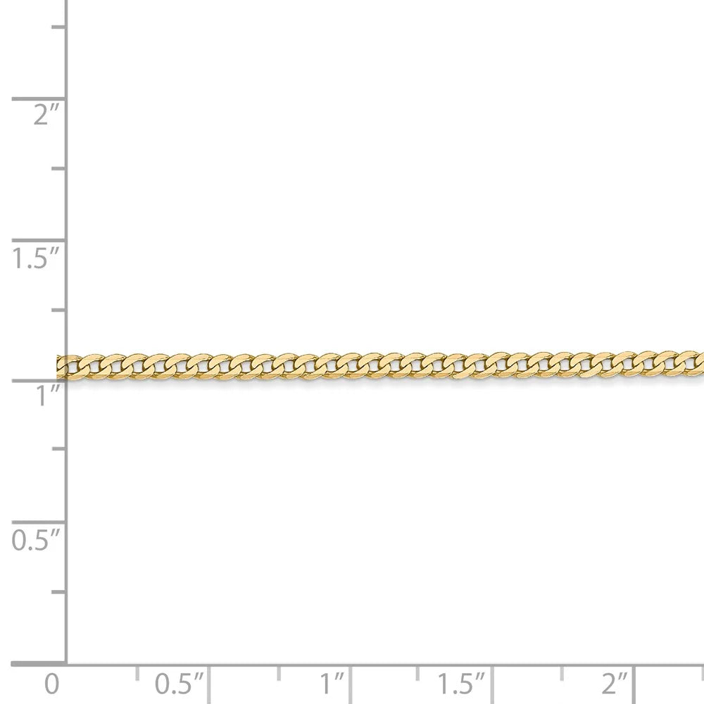 14kt Yellow Gold 2.2mm Flat Beveled Curb Chain 16 inch Lobster Clasp U419