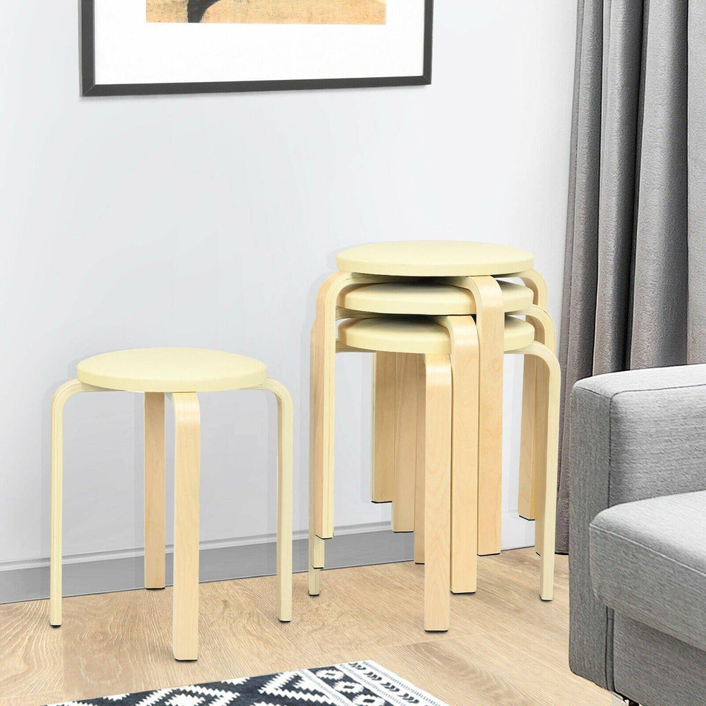 Beige Bentwood Round Stool Set of 4 U909624