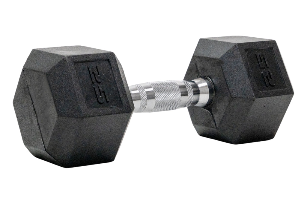 25 lb Black Hex Rubber Dumbbell C3438