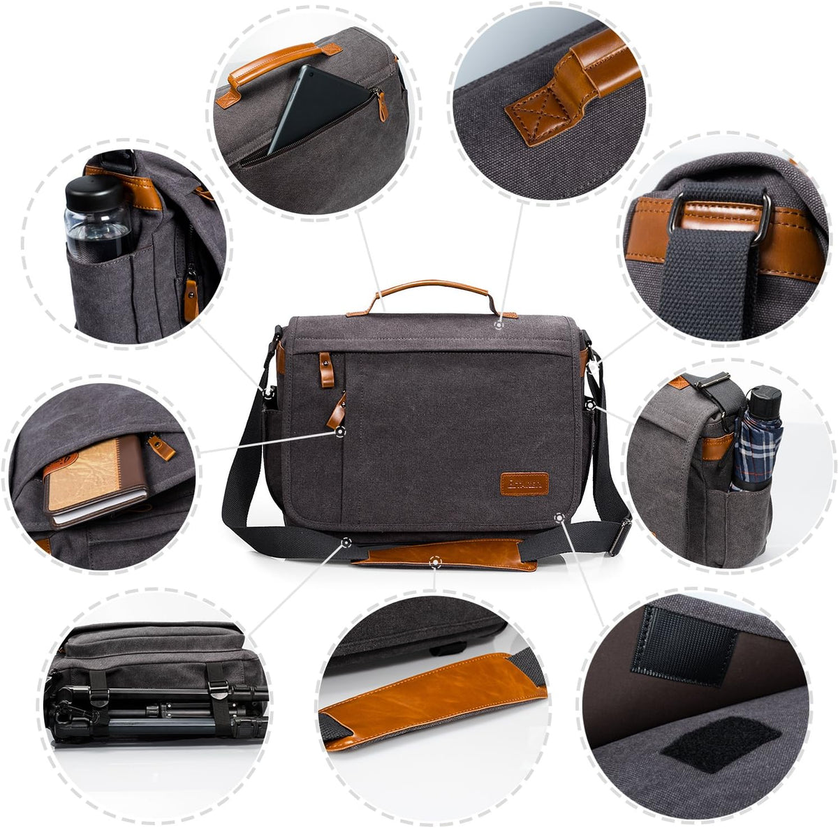 Canvas Messenger Bag with Camera Insert Sleeve L857064