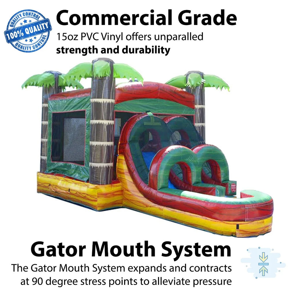Tropical Fire Marble Kids Inflatable Water Slide Bounce House Combo with Blower S12339