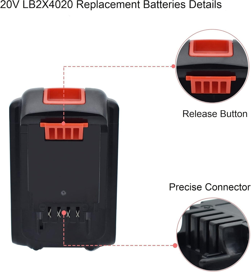 2 Packs 6.0Ah 20V Replacement Battery for Black and Decker 20 Volt Max Cordless Tool Batteries O23532