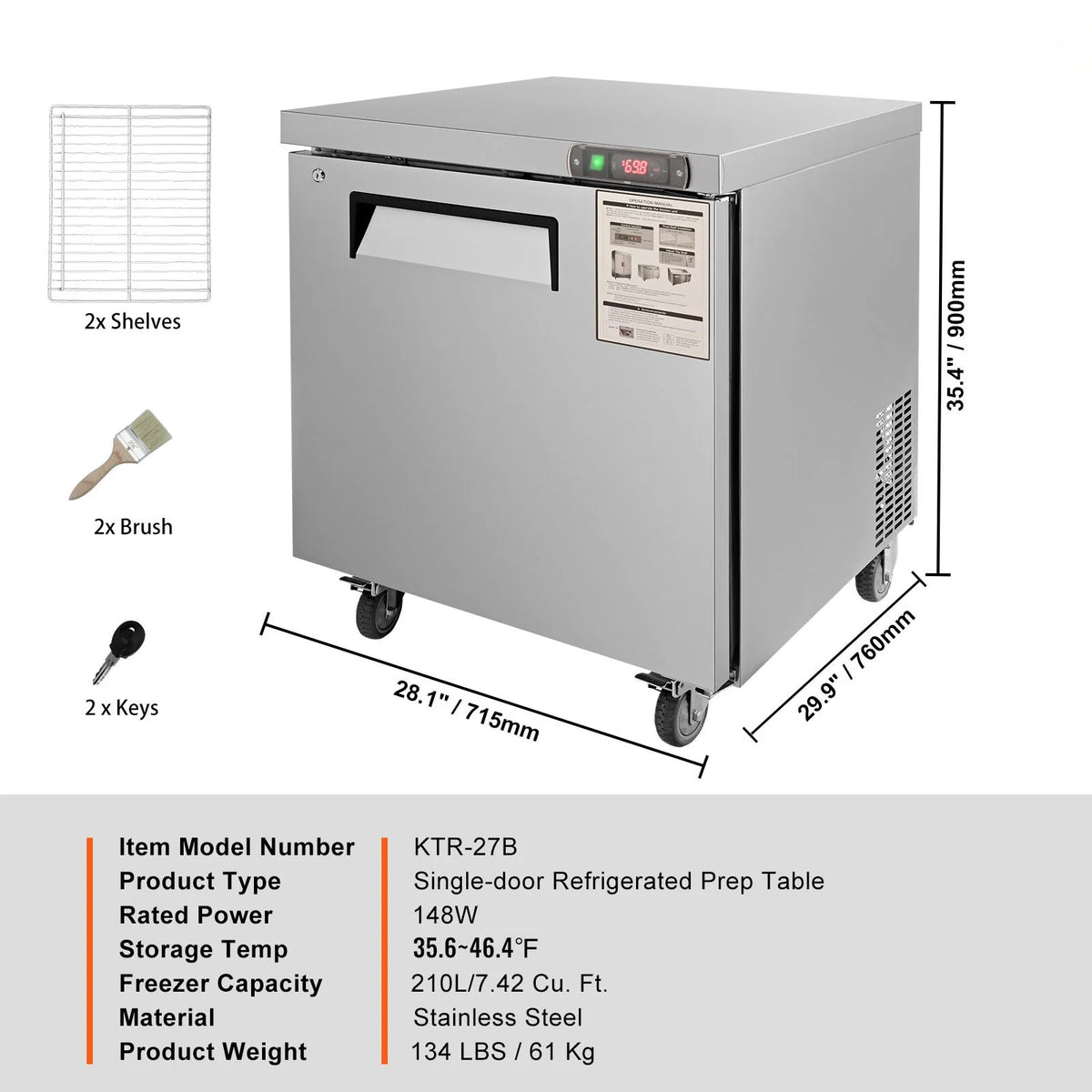 28" Wide Refrigerated Prep Table with 1 Door R465029