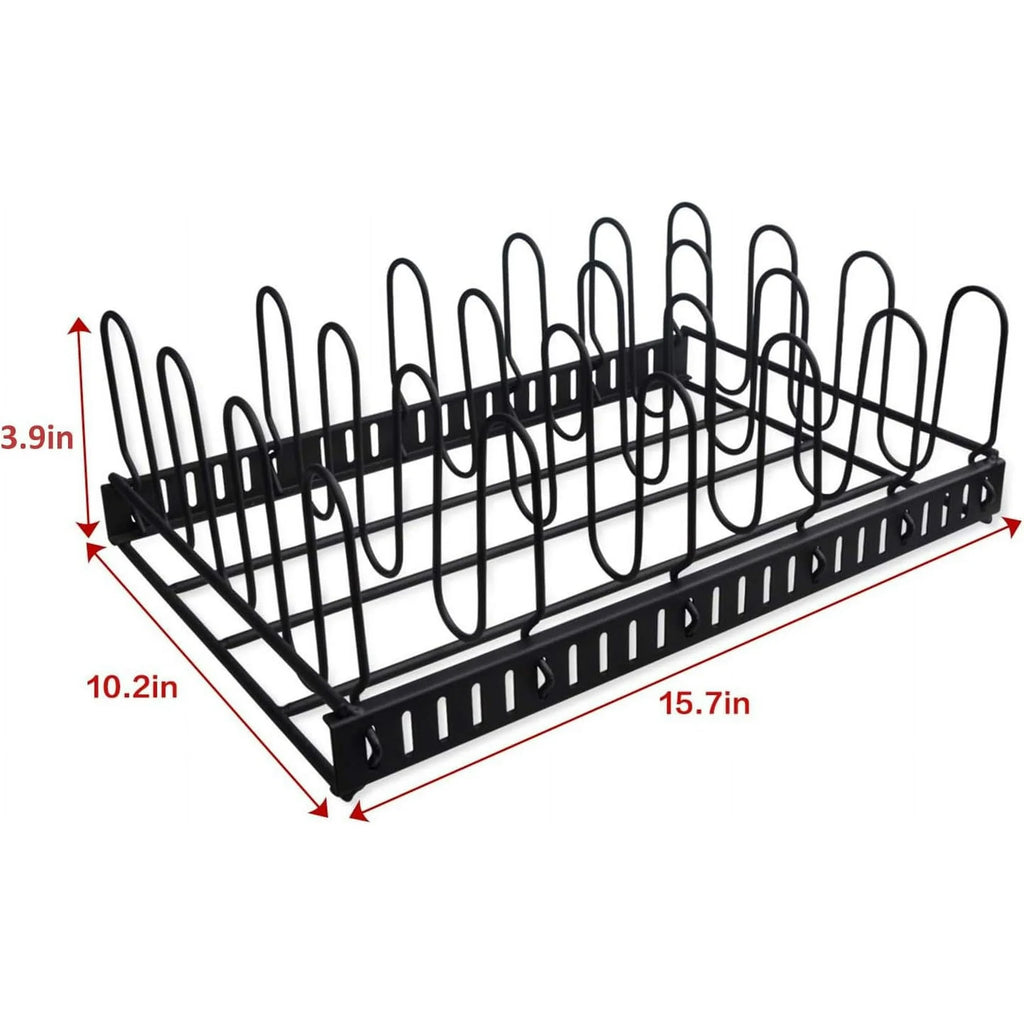 Adjustable 6 Compartment Metal Storage Container Lid Holder U951