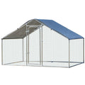 Galvanized Large Metal Chicken Coop Cage Walk-In Enclosure Poultry Hen Run House Playpen Rabbit Hutch D902409